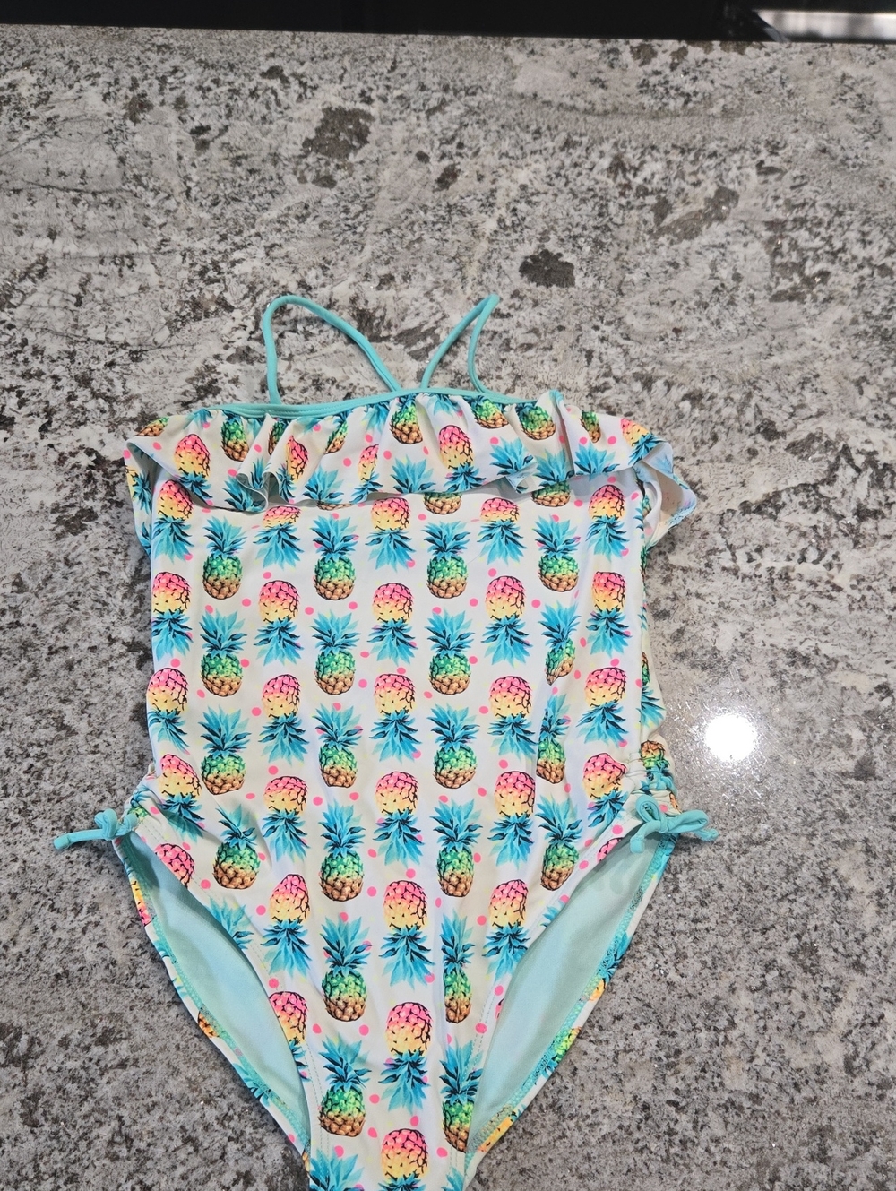 George Girls' Pineapple Print One-Piece Swimsuit - Aqua & Pink